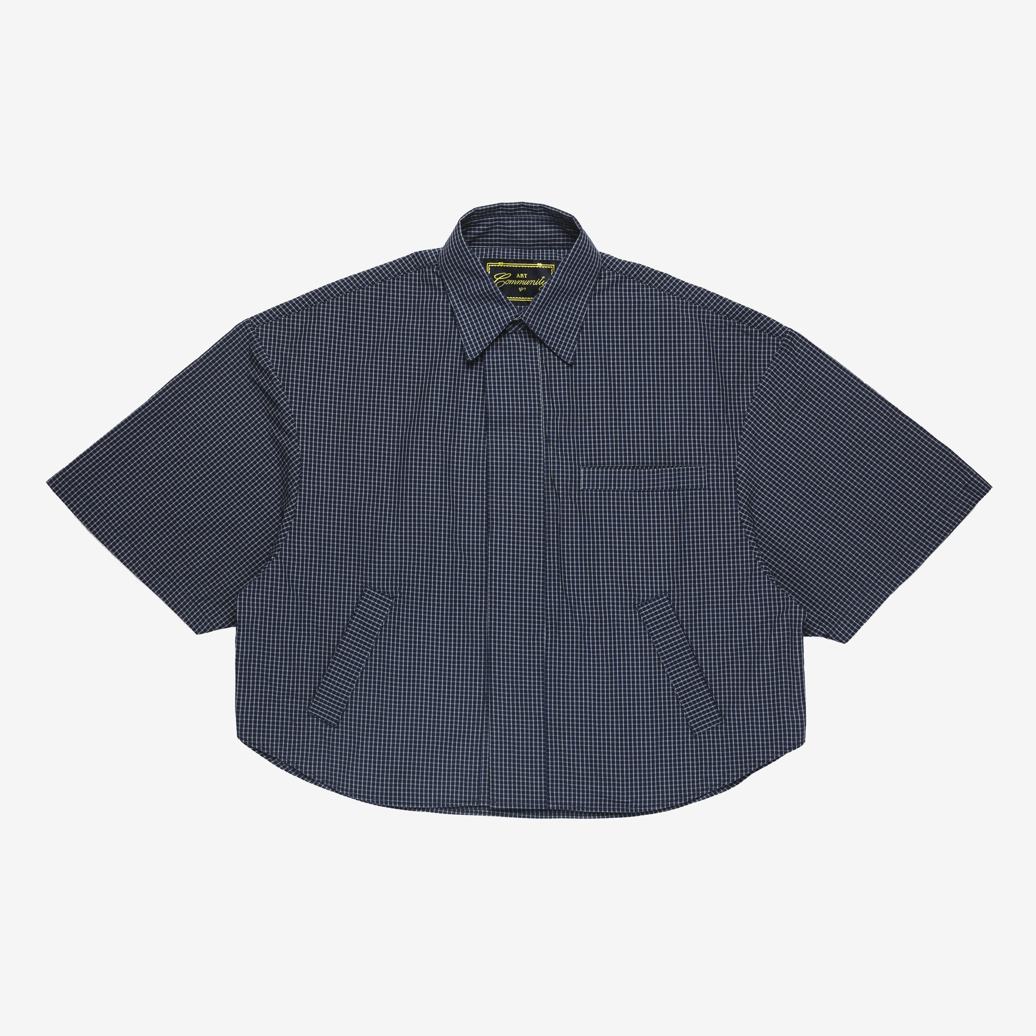 Art Community Japanese 3/4 Short Sleeve Shirt 'Blue Plaid