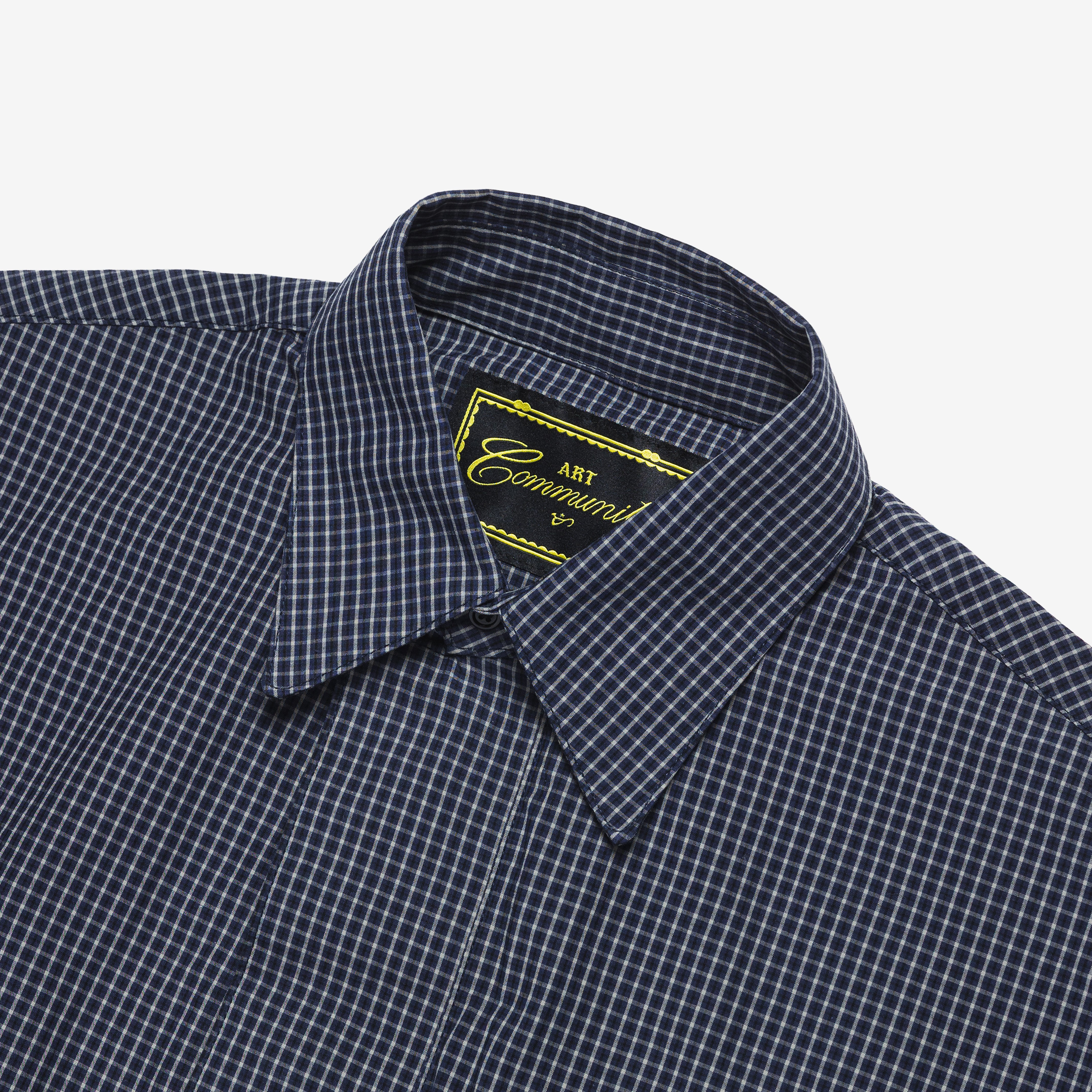 Art Community Japanese 3/4 Short Sleeve Shirt 'Blue Plaid