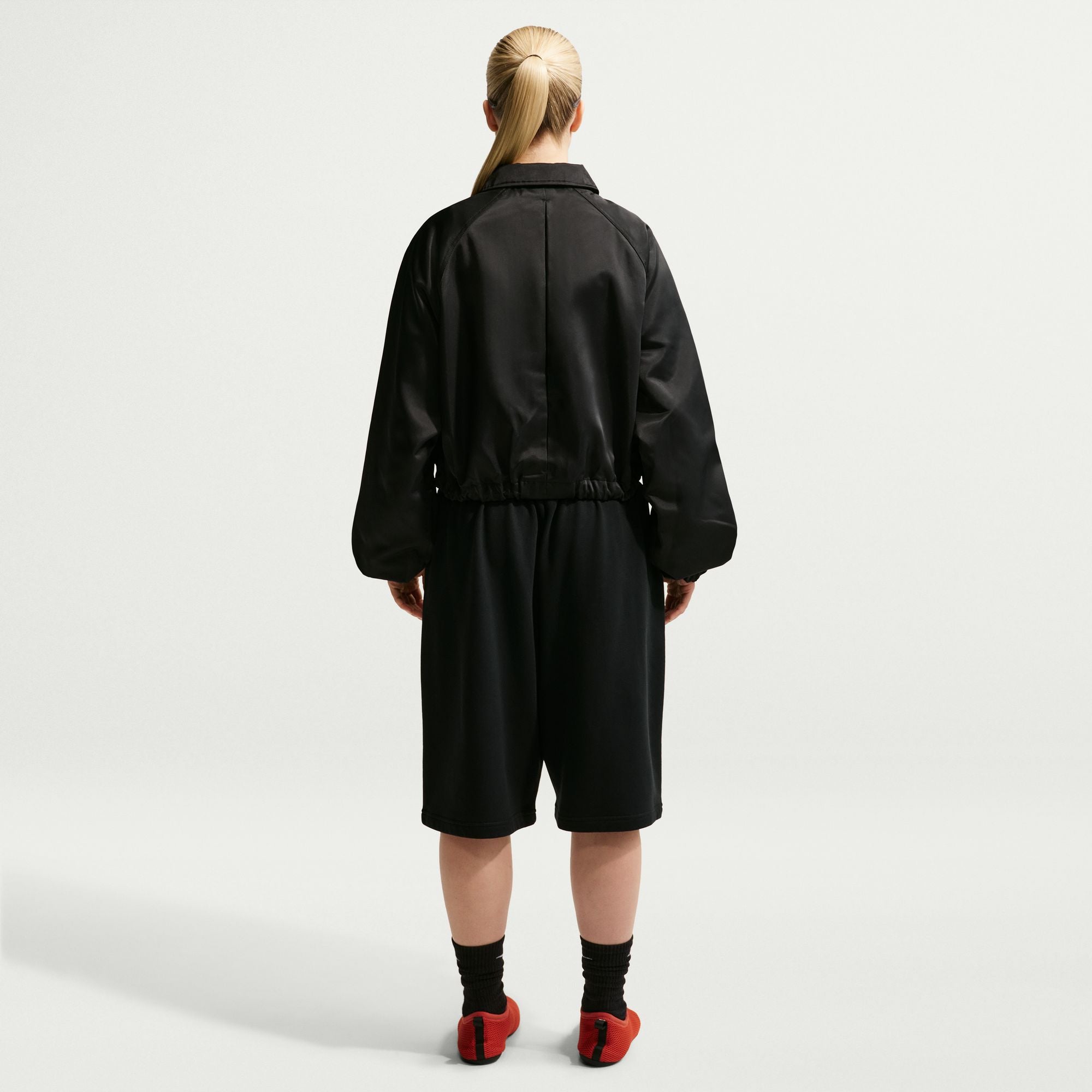 Womens Oversized Satin Coaches Jacket 'Black'