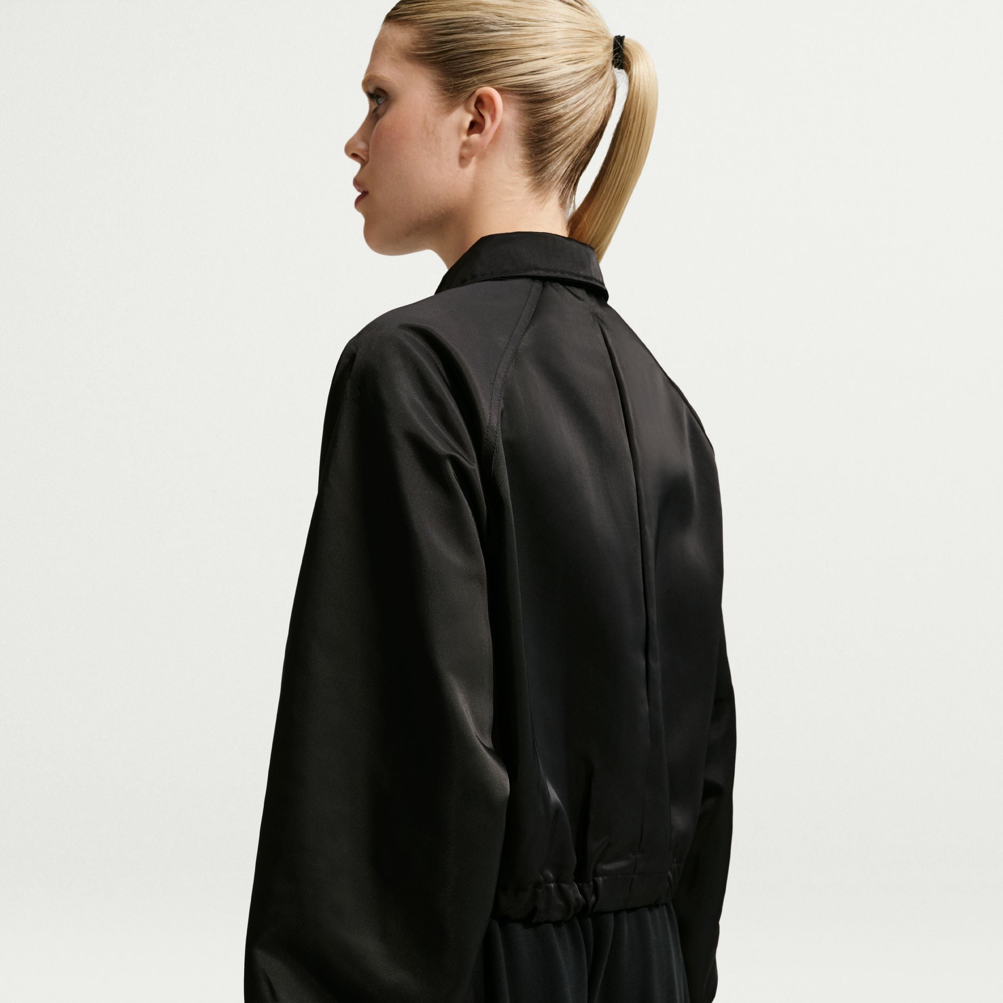 Womens Oversized Satin Coaches Jacket 'Black'