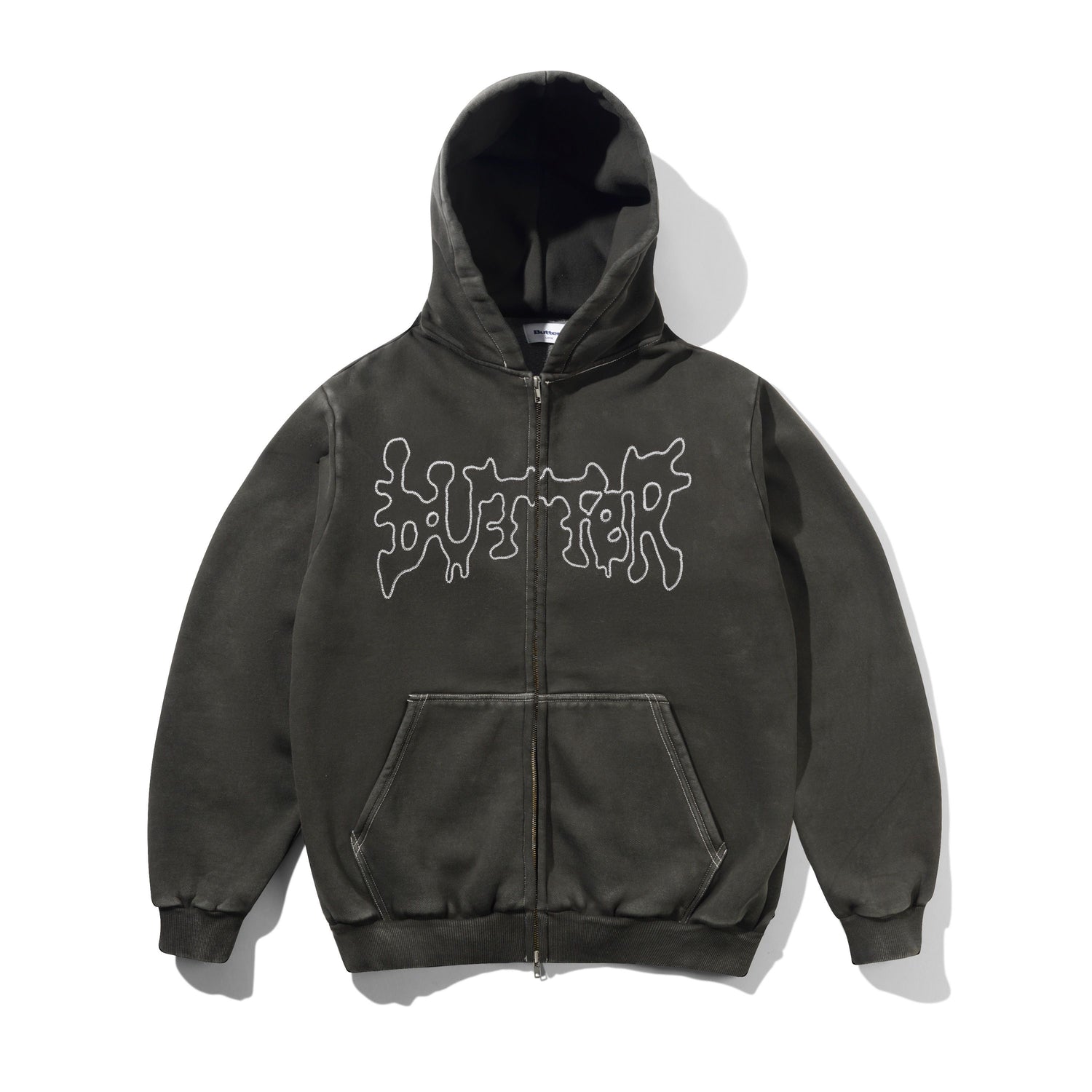 Butter Goods Blotch Zip-Thru Hood 'Washed Black'