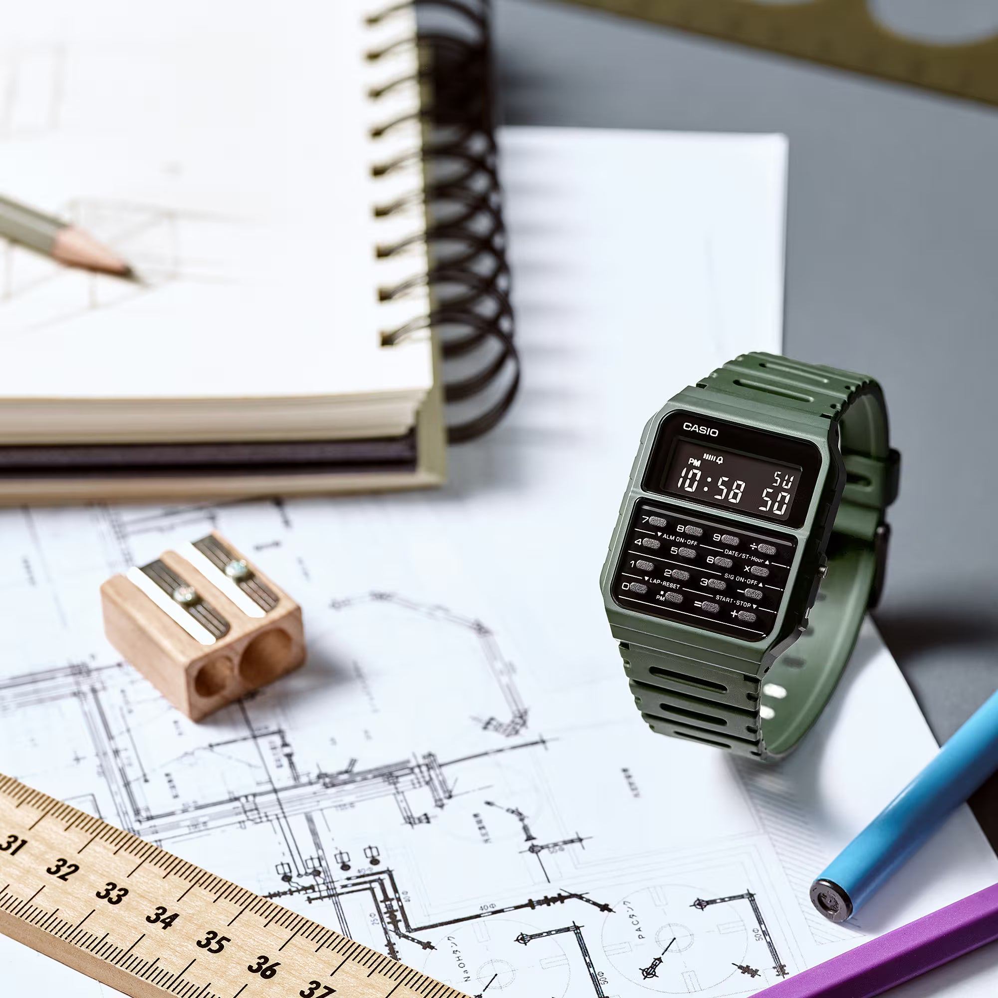 Casio CA53WF-3B Data Bank Watch 'Olive Green'