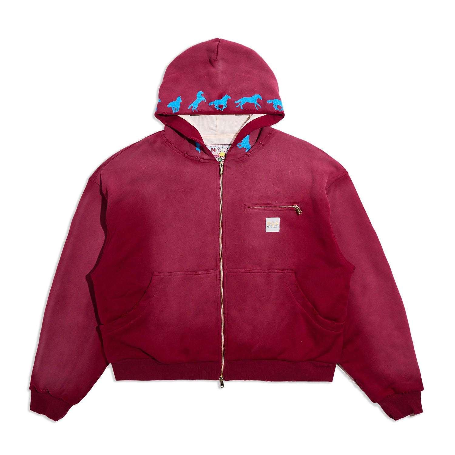 NGO Running Horse Full Zip Hoodie 'Maroon'