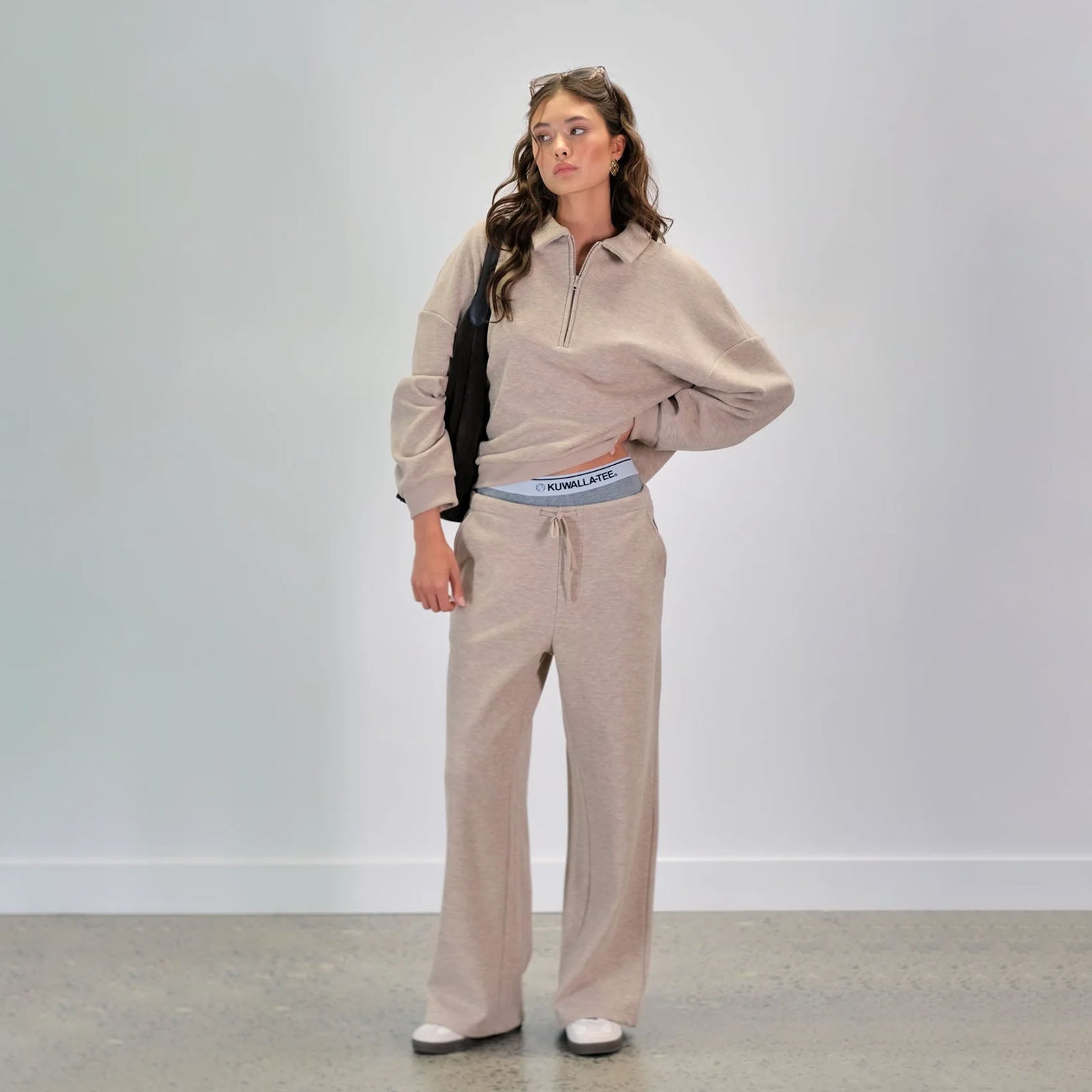 Kuwalla Tee Arya Plush Wideleg Sweatpants 'Melange Beige'