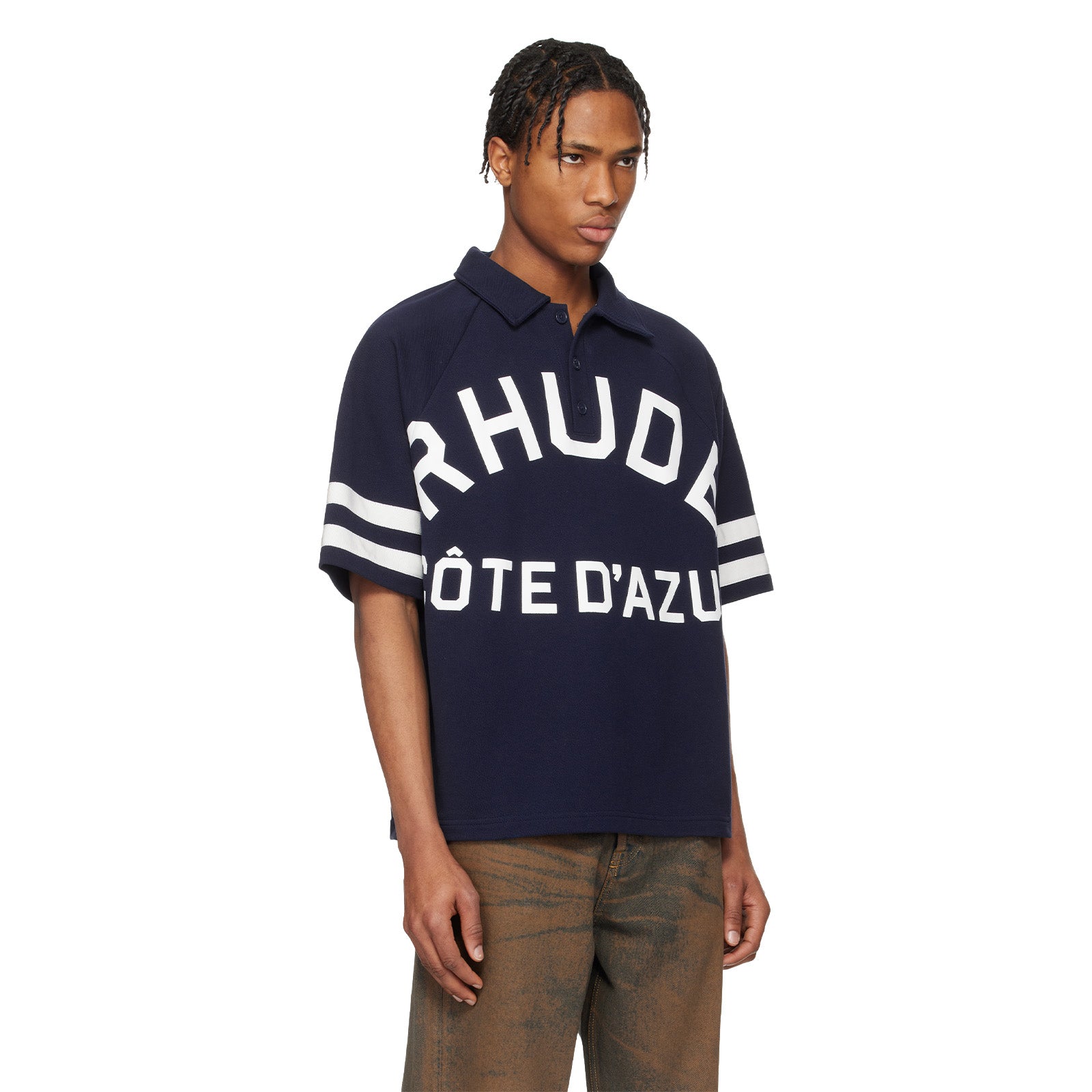 RHUDE Cote D'azur Pique Raglan Polo 'Navy'