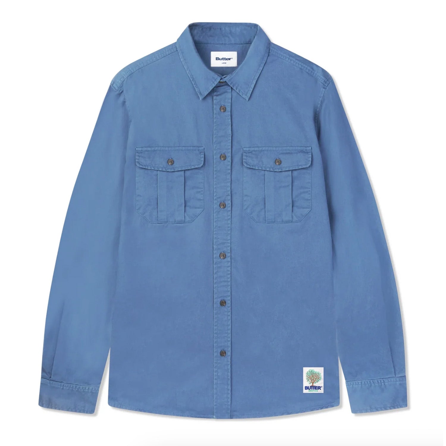 Butter Goods Washed Pocket L/S Shirt 'Pacific'