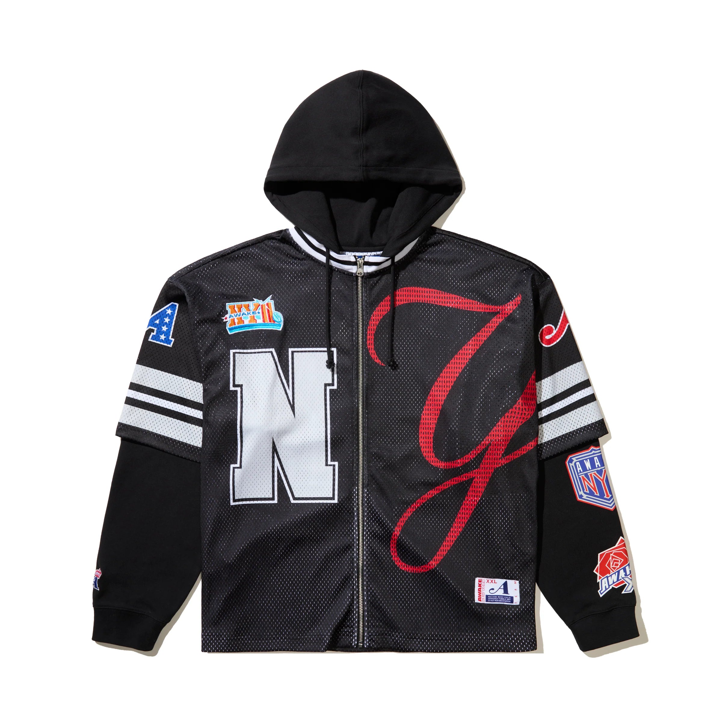 Awake NY Headcrack Champs Jersey Zip Hoodie 'Black'