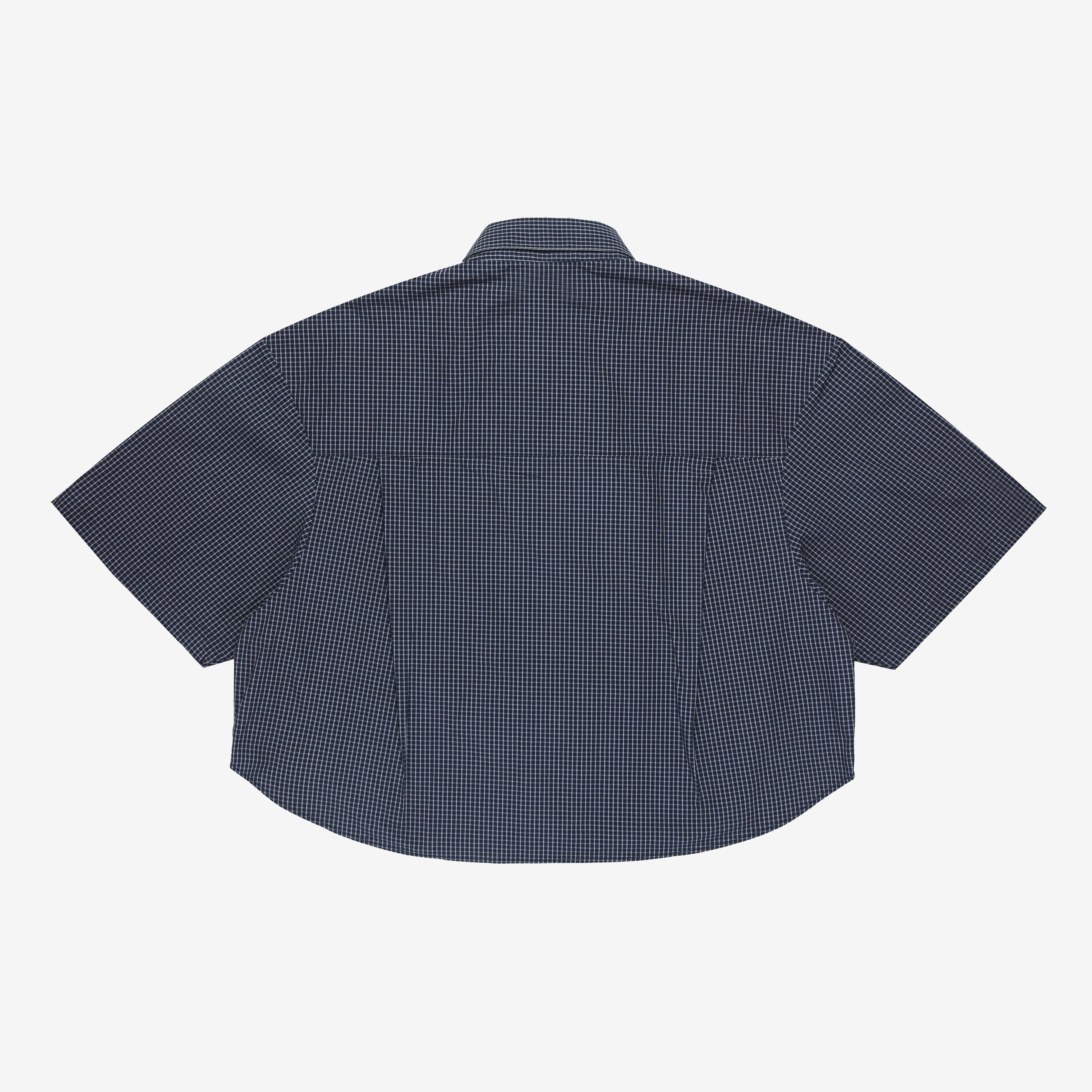 Art Community Japanese 3/4 Short Sleeve Shirt 'Blue Plaid