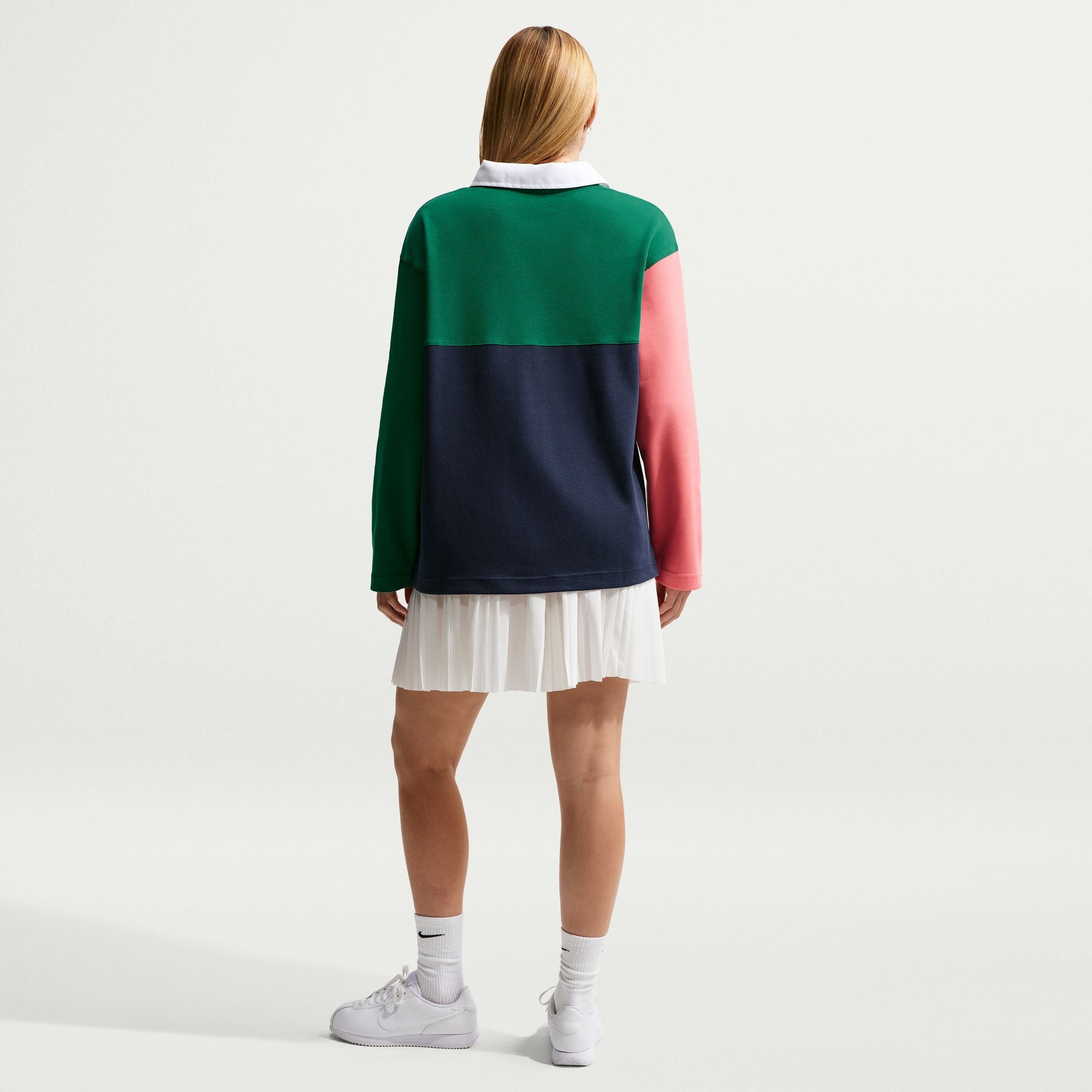 Womens Nike Sportswear Oversized Long-Sleeve Polo Shirt 'Midnight Navy'