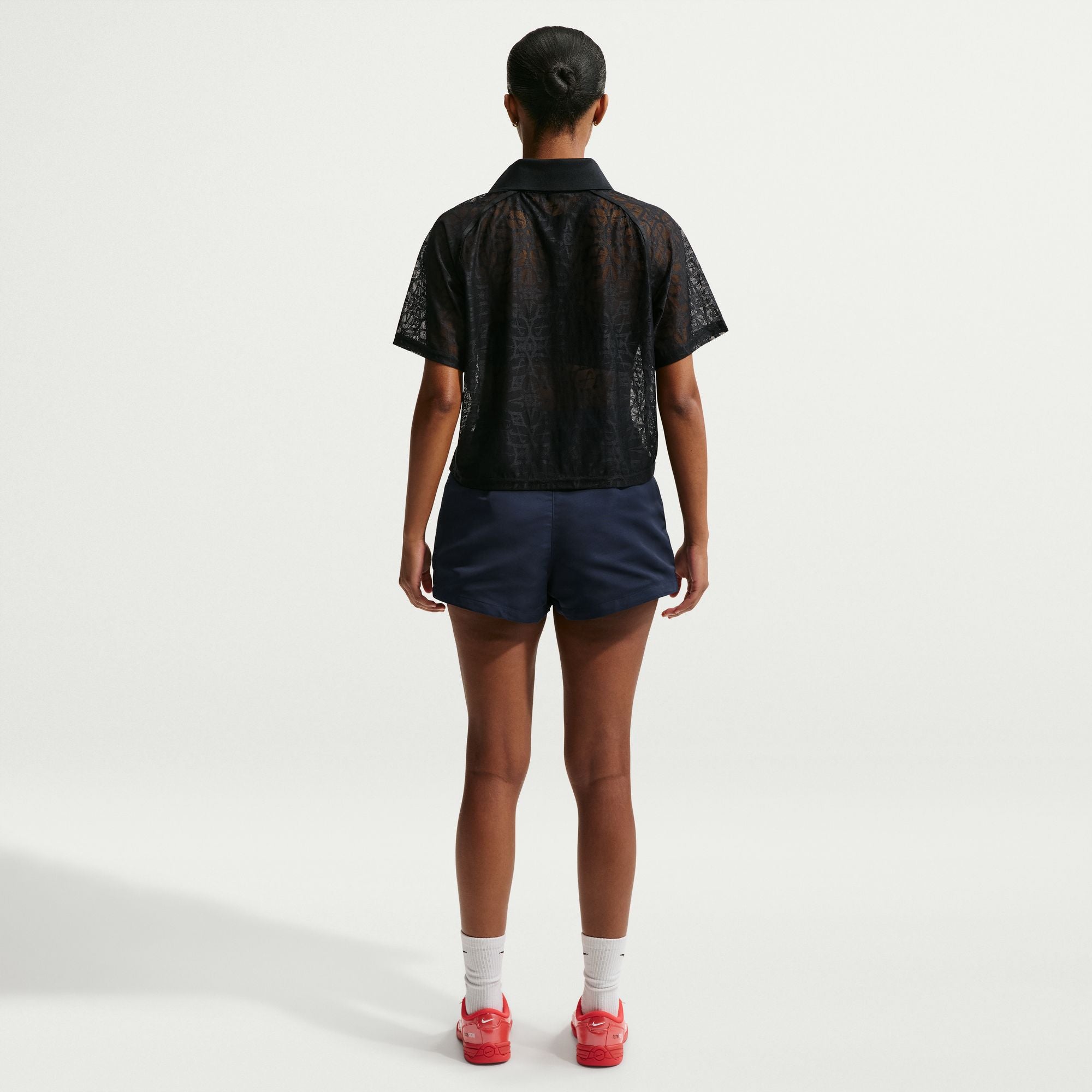 Womens Nike Loose Lace Polo Jersey Top 'Black'