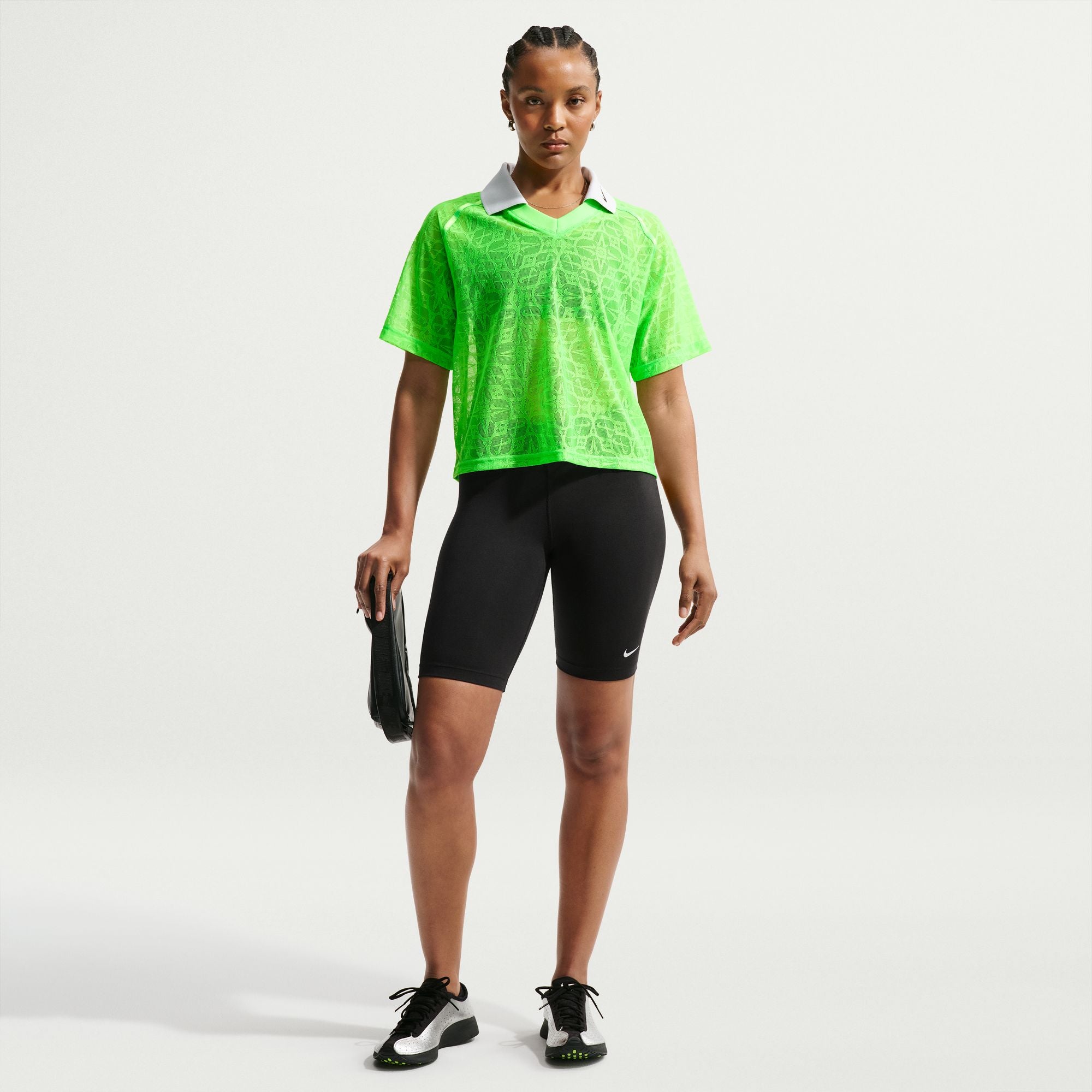 Nike Sportswear Women's Loose Lace Polo Jersey Top 'Green Strike'