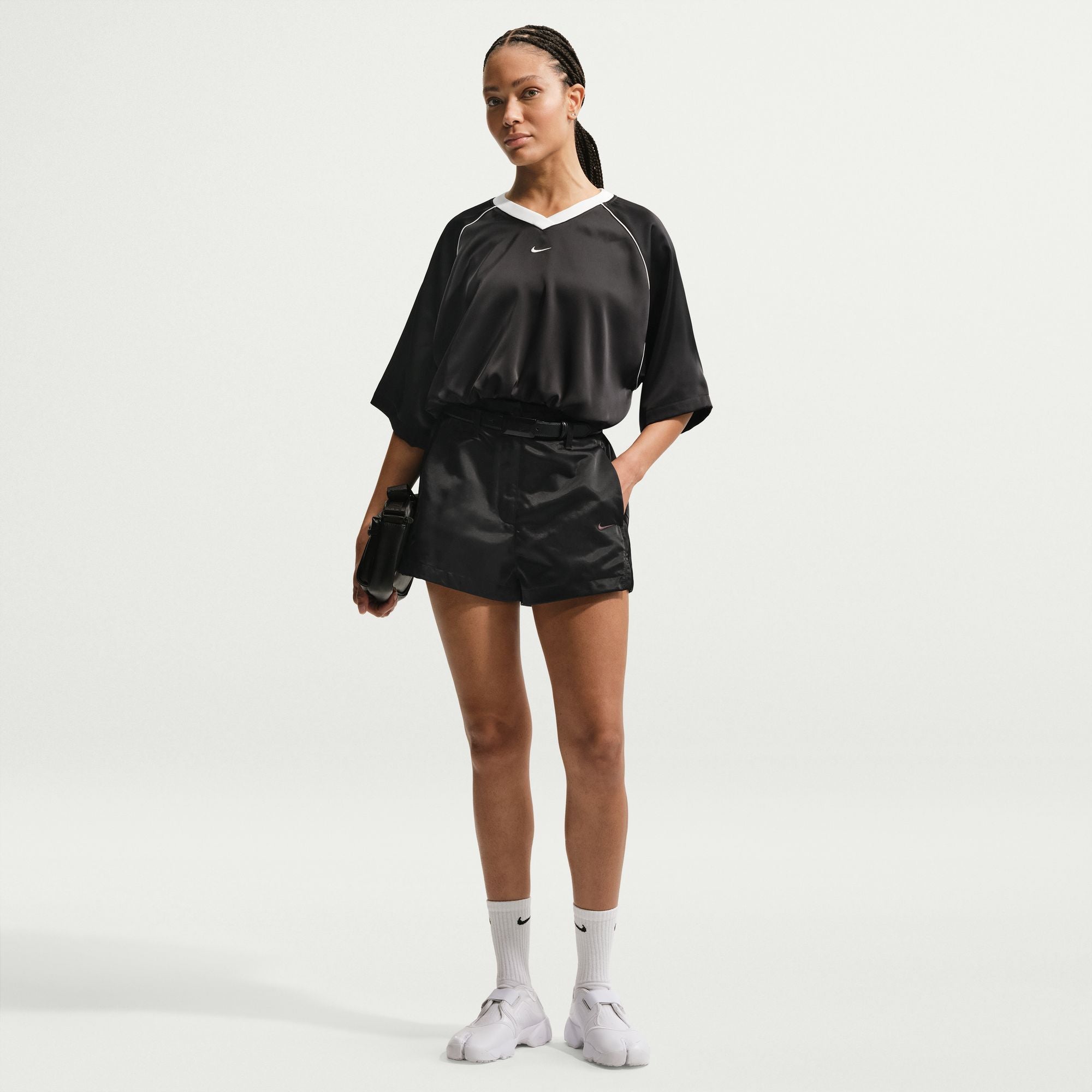 Womens Nike High-Waisted Satin Hot Shorts 'Black'