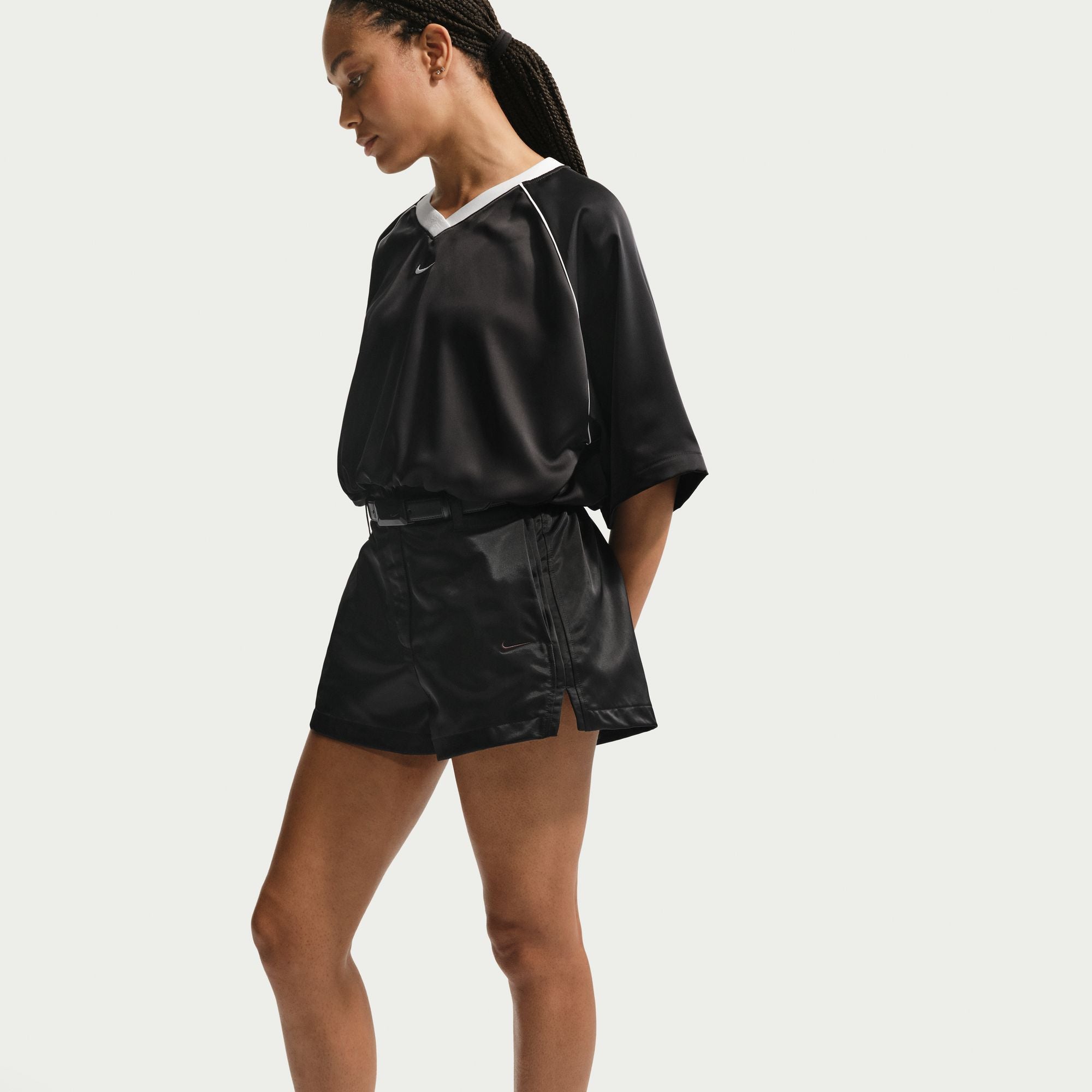 Womens Nike High-Waisted Satin Hot Shorts 'Black'