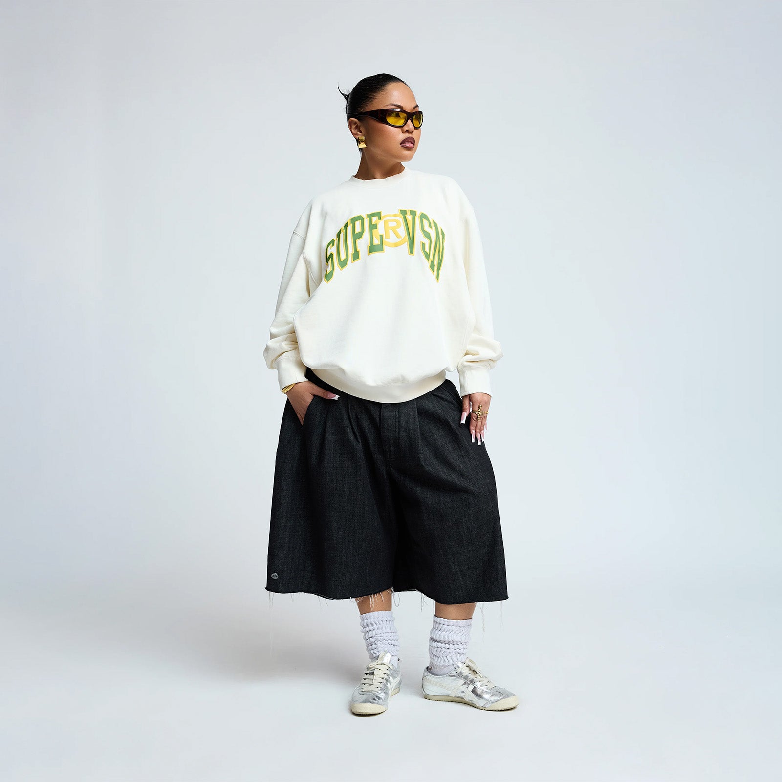 Supervsn Collegiate 2 Tone Crewneck 'White'
