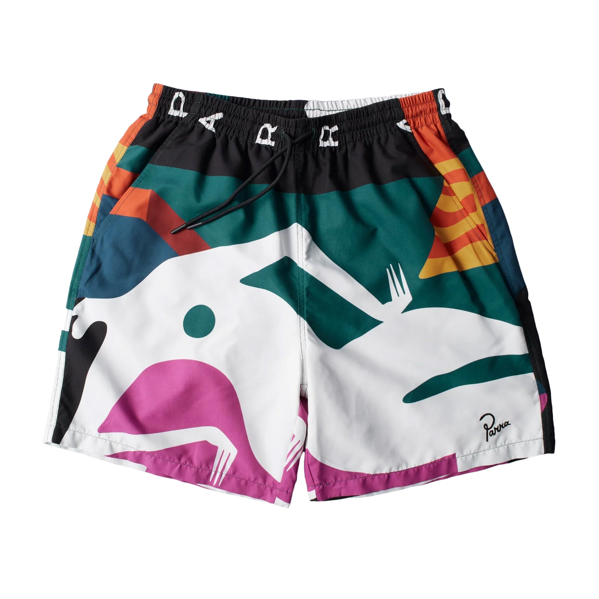 Parra Beached In White Swim Shorts 'Multi'